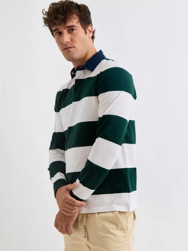POLO RAYAS RUGBY VERDE BOTELLA
