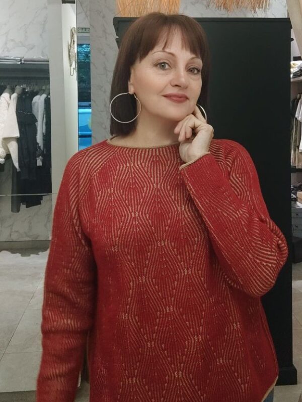 JERSEY HARMONY CAMEL Y ROJO