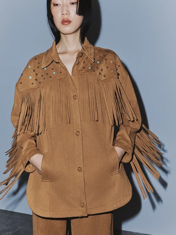 Camisa de ante con flecos y tachas