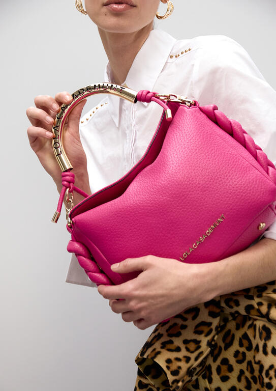 Bolso bandolera asa metálica troquelada FUCSIA