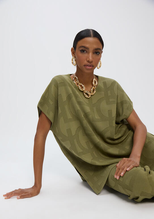 Camiseta tricot jaquard LC KAKI