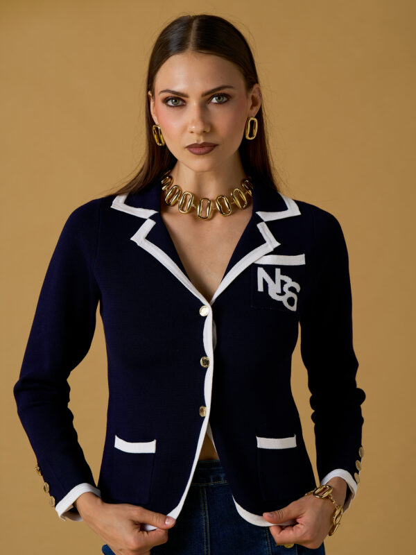 Chaqueta de punto milano contraste