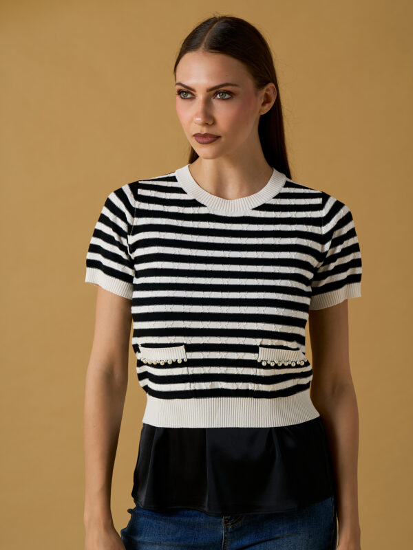 Jersey a rayas con perlas
