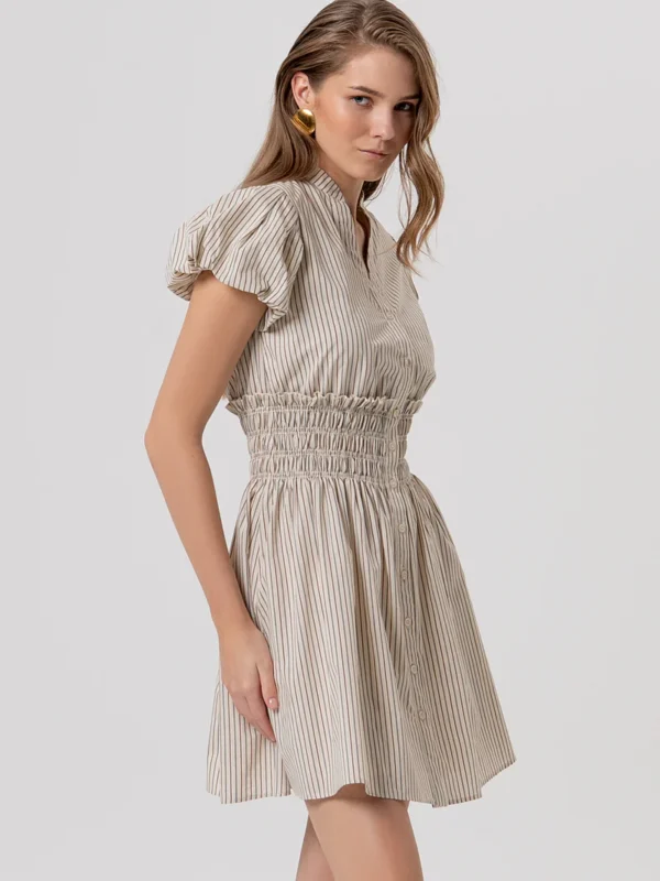 Vestido mini de corte regular hecho en algodón a rayas