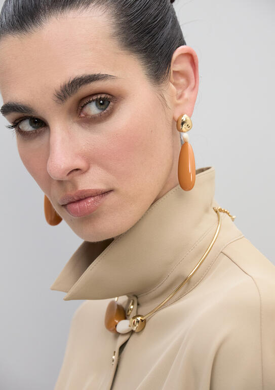 Pendientes combinados resina bicolor METAL-MULTICOLOR