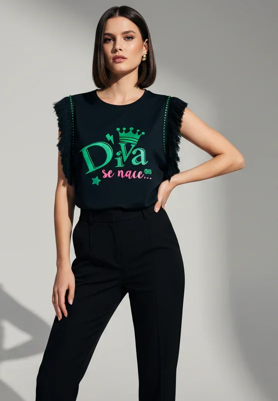 Camiseta Flecos Diva Verde