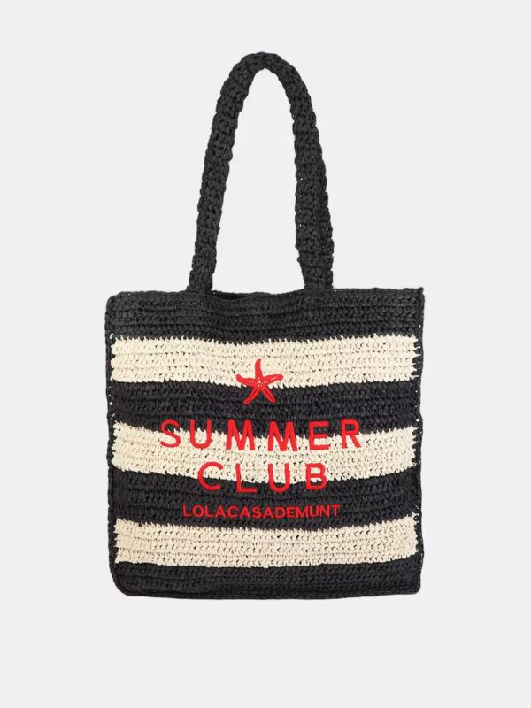 Bolso efecto rafia a rayas con bordado en 3D Lola Casademunt