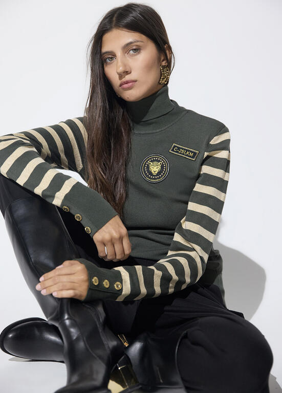 Jersey rayas lurex militar+parches